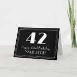 [ Thumbnail: 42nd Birthday ~ Art Deco Inspired Look "42", Name Card ]