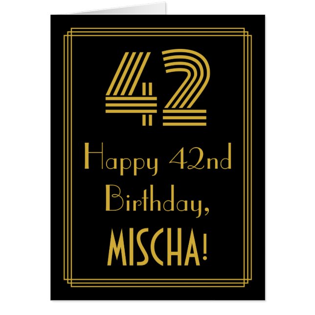 42nd Birthday: Art Deco Inspired Look “42” + Name Card (Front)