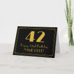 [ Thumbnail: 42nd Birthday: Art Deco Inspired Look "42" + Name Card ]