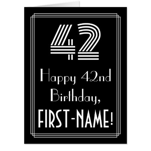 42nd Birthday  Art Deco Inspired Look 42  Name Card