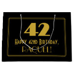 [ Thumbnail: 42nd Birthday — Art Deco Inspired Look "42" & Name Gift Bag ]