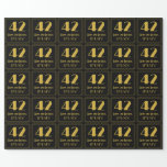 [ Thumbnail: 42nd Birthday ~ Art Deco Inspired Look "42", Name Wrapping Paper ]