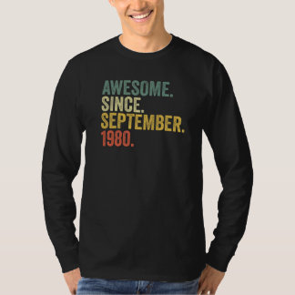 42nd Birthday Awesome Since September 1980 42 Year T-Shirt