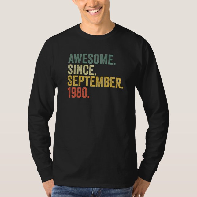 42nd Birthday Awesome Since September 1980 42 Year T-Shirt (Front)