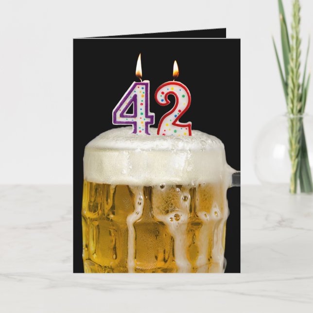 42nd Birthday Beer on black Card (Front)
