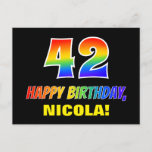 [ Thumbnail: 42nd Birthday: Bold, Fun, Simple, Rainbow 42 Postcard ]