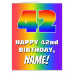 [ Thumbnail: 42nd Birthday: Colorful, Fun Rainbow Pattern # 42 Card ]