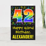 [ Thumbnail: 42nd Birthday: Colorful Music Symbols + Rainbow 42 Card ]