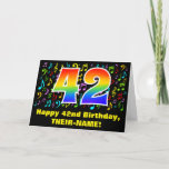 [ Thumbnail: 42nd Birthday: Colorful Music Symbols & Rainbow 42 Card ]