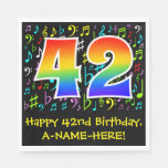 [ Thumbnail: 42nd Birthday - Colorful Music Symbols, Rainbow 42 Napkins ]
