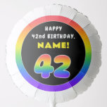 [ Thumbnail: 42nd Birthday: Colorful Rainbow # 42, Custom Name Balloon ]