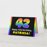 [ Thumbnail: 42nd Birthday: Colorful Rainbow # 42, Custom Name Card ]