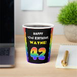 [ Thumbnail: 42nd Birthday: Colorful Rainbow # 42, Custom Name Paper Cups ]