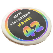 42nd Birthday: Colorful Rainbow # 42, Custom Name Sugar Cookie (Angled)