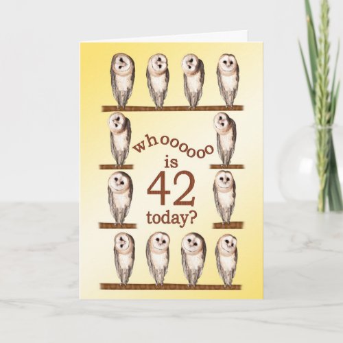 42nd birthday Curious owls card Card