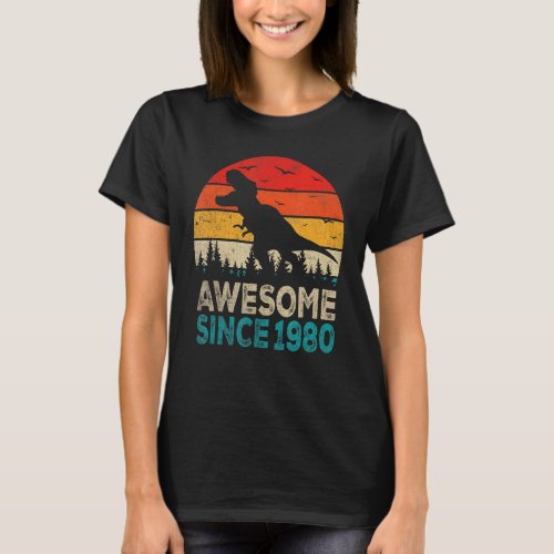 42nd Birthday Dinosaur 42 Year Old Awesome Since 1 T_Shirt
