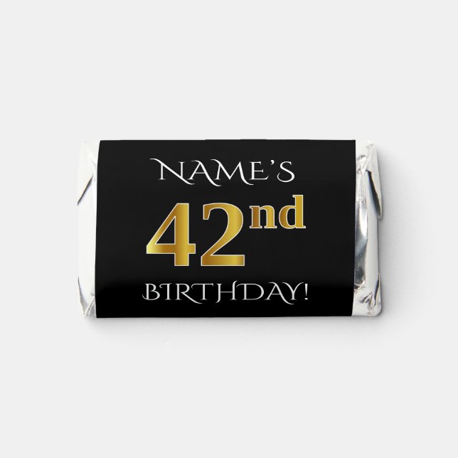 42nd Birthday — Elegant, Faux Gold Look 42 + Name Hershey's Miniatures (Front)