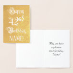 [ Thumbnail: 42nd Birthday: Elegant, Ornate Script; Custom Name Foil Card ]