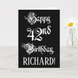 [ Thumbnail: 42nd Birthday: Fancy, Elegant Script + Custom Name Card ]