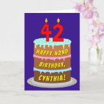 [ Thumbnail: 42nd Birthday: Fun Cake and Candles + Custom Name Card ]