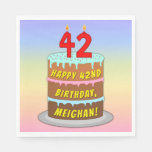 [ Thumbnail: 42nd Birthday: Fun Cake and Candles + Custom Name Napkins ]
