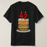 [ Thumbnail: 42nd Birthday — Fun Cake & Candles, W/ Custom Name T-Shirt ]