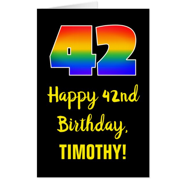 42nd Birthday: Fun, Colorful, Happy, Rainbow # 42 Card (Front)