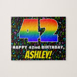 [ Thumbnail: 42nd Birthday — Fun, Colorful Music Symbols & “42” Jigsaw Puzzle ]