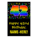 [ Thumbnail: 42nd Birthday: Fun Music Symbols + Rainbow # 42 Card ]