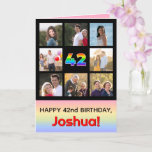 [ Thumbnail: 42nd Birthday: Fun Rainbow #, Custom Photos + Name Card ]
