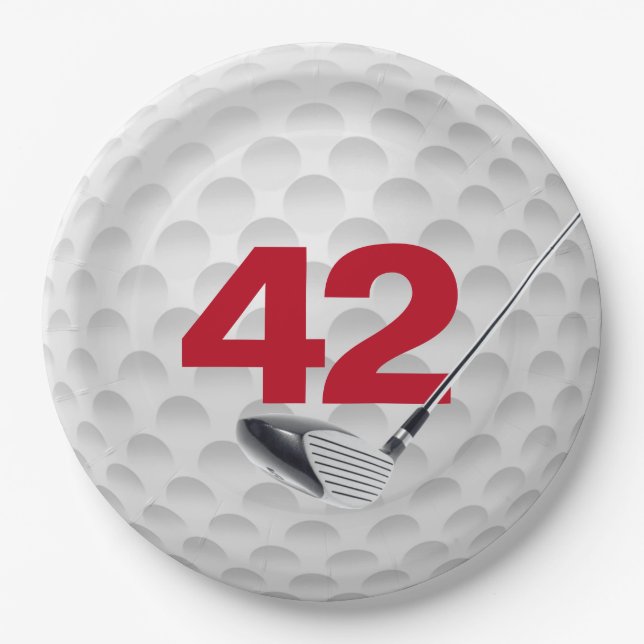 42nd Birthday Golf Ball Design  Paper Plates (Front)