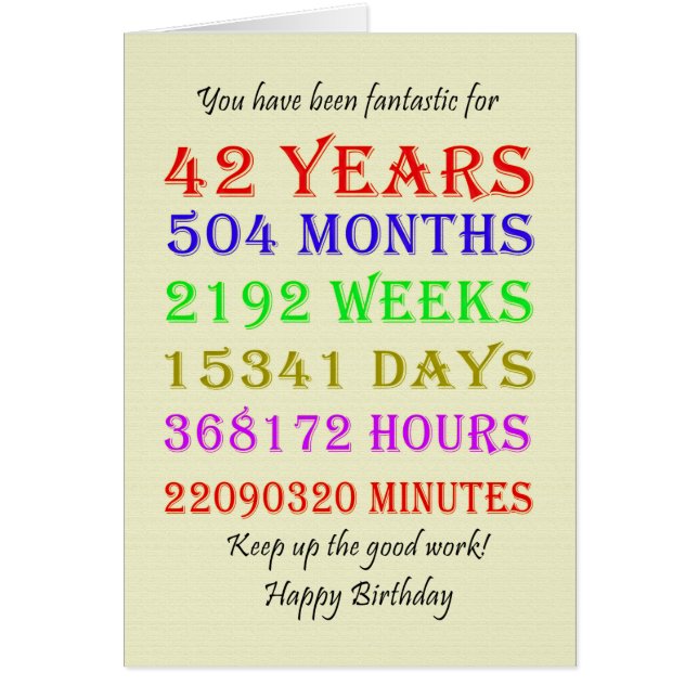 42nd Birthday Milestones (Front)