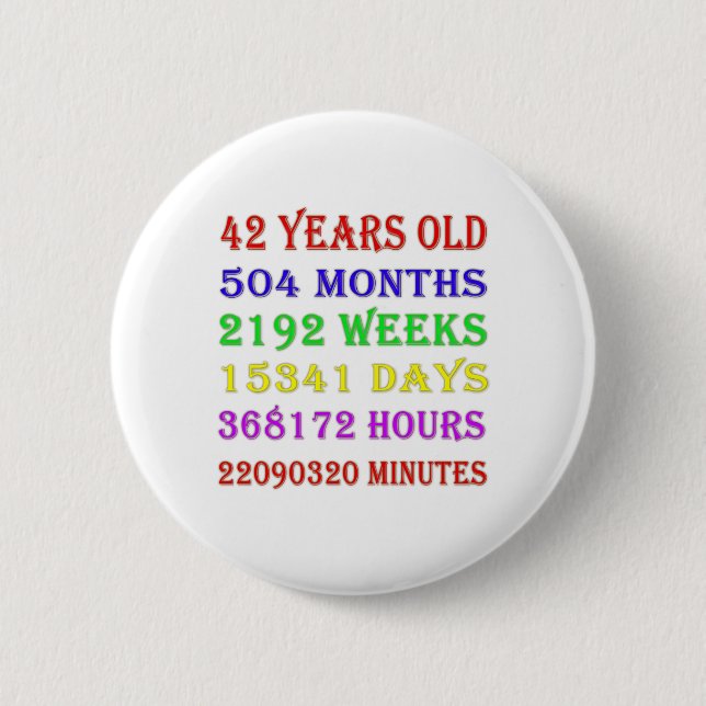 42nd Birthday Milestones Button (Front)