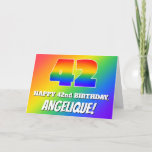 [ Thumbnail: 42nd Birthday: Multicolored Rainbow Pattern # 42 Card ]