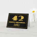 [ Thumbnail: 42nd Birthday: Name + Art Deco Inspired Look "42" Card ]
