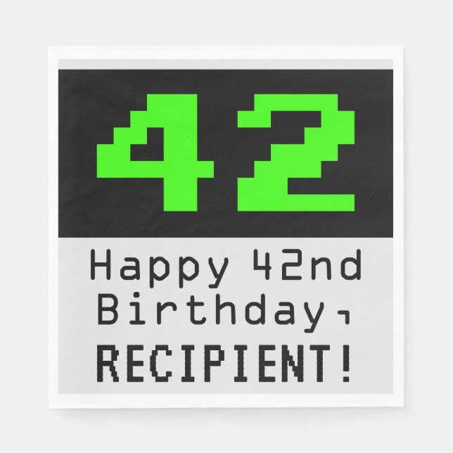 42nd Birthday - Nerdy / Geeky Style "42" & Name Napkins (Front)