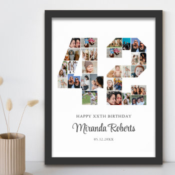 42nd Birthday Number 42 Custom Photo Collage Poster by raindwops at Zazzle