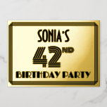 [ Thumbnail: 42nd Birthday Party — Art Deco Style “42” & Name Invitation ]