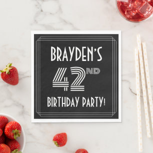 42nd Birthday Party: Art Deco Style + Custom Name Napkins