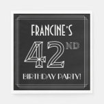 [ Thumbnail: 42nd Birthday Party: Art Deco Style + Custom Name Napkins ]