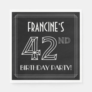 42nd Birthday Party: Art Deco Style + Custom Name Napkins