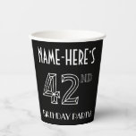 [ Thumbnail: 42nd Birthday Party: Art Deco Style + Custom Name Paper Cups ]