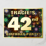 [ Thumbnail: 42nd Birthday Party: Bold, Colorful Fireworks Look Postcard ]