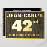[ Thumbnail: 42nd Birthday Party: Bold, Faux Wood Grain Pattern Invitation ]