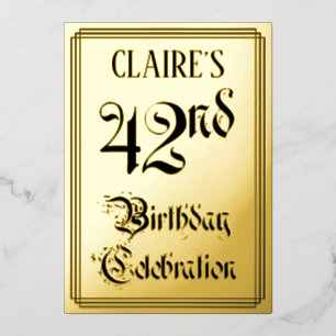 42nd Birthday Party — Elegant Script + Custom Name Foil Invitation