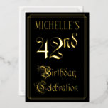 [ Thumbnail: 42nd Birthday Party — Fancy Script & Custom Name Invitation ]