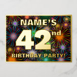 [ Thumbnail: 42nd Birthday Party — Fun, Colorful Fireworks Look Invitation ]