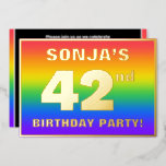 [ Thumbnail: 42nd Birthday Party: Fun, Colorful Rainbow Pattern Invitation ]
