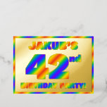 [ Thumbnail: 42nd Birthday Party — Fun, Rainbow Spectrum “42” Invitation ]