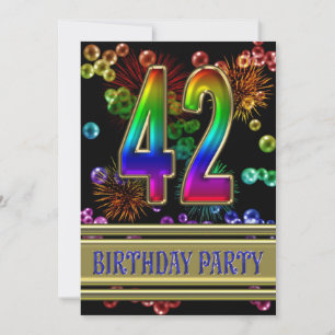 42nd Birthday party Invitation with bubbles
